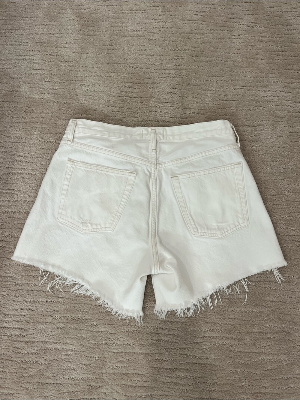 Agolde Parker Long White High-Rise Frayed Hem Jean Shorts - Picture 6 of 11
